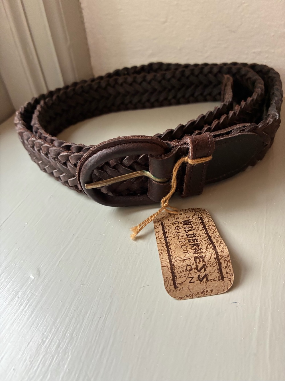 Vintage Mens Brown Woven Braided Leather Belt Size 38 NWT Argentina